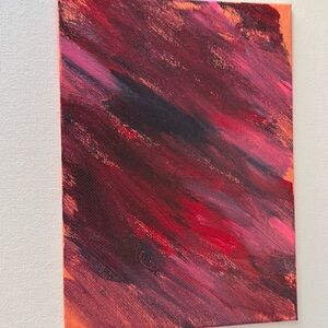 Original Acrylic Art Card - Green And Pink Gloomy 5x7 Caring Love Work Of Art